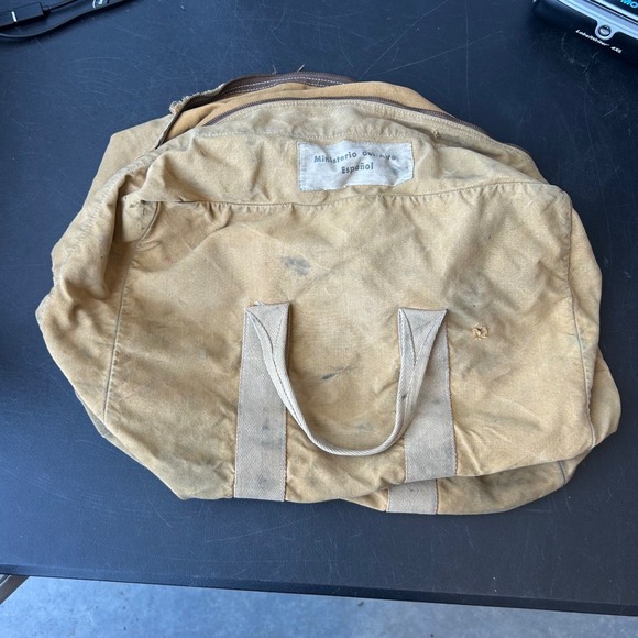 Ministerio del Aire Español Other - RARE Vintage Spanish Air Force MilitarY Canvas Duffel Bag Tan Utility Carryall